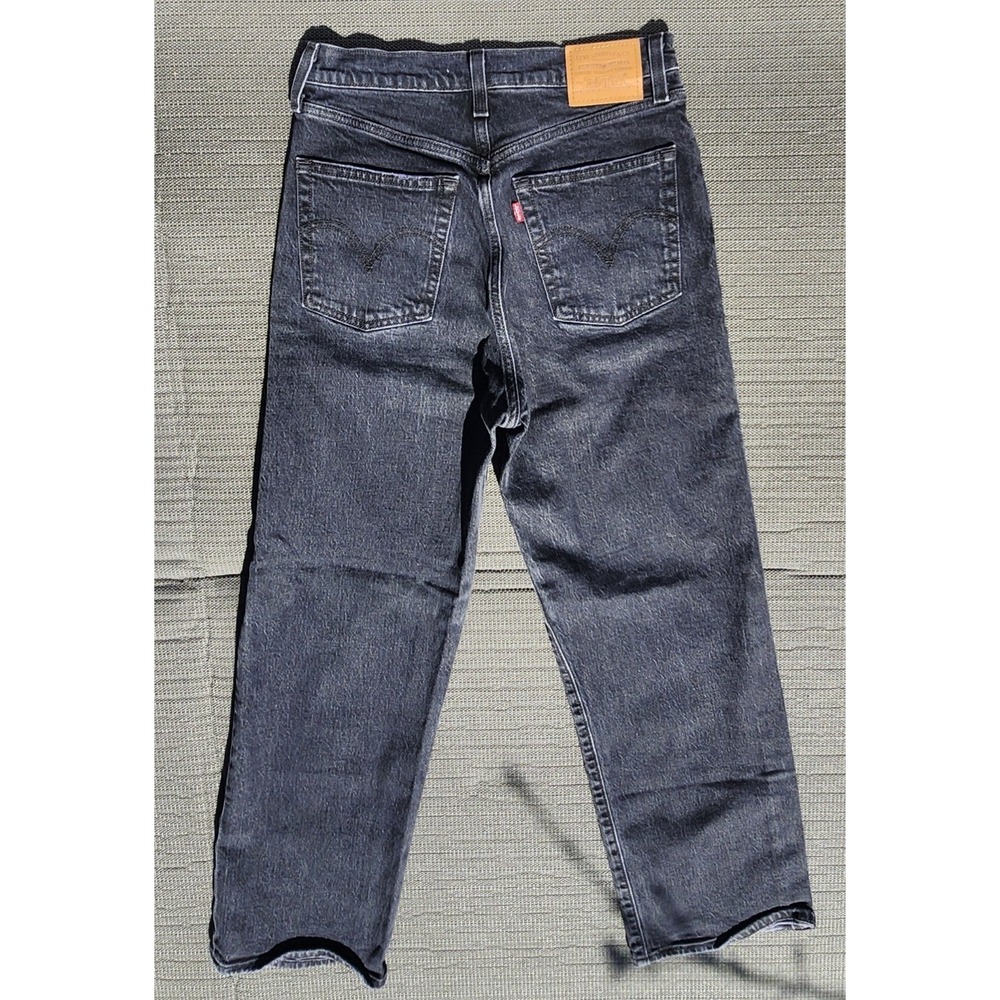Levi's Ribcage Straight Premium Jeans Ankle Women's Size 28 Black Grey High Rise - Picture 6 of 10